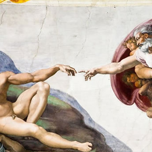 La Creazione di Adamo affrescata da Michelangelo nella Cappella Sistina